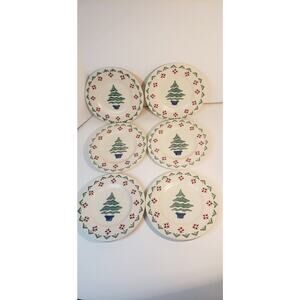 Set of 6 Pfaltzgraff Nordic Christmas Salad Plates 8" Holiday Stoneware